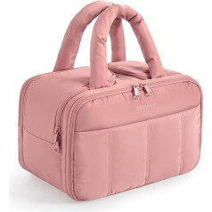 BAGSMART Travel Toiletry Bag, Puffy Large Toiletry Bag for Women, Dark pink