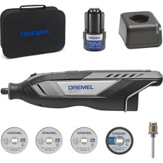 Dremel 8250 12V Cordless Rotary Tool 5,000-30,000 rpm Brushless Multifunctional Tool Set with Soft Case, 5 Accessories, 1 Battery + Charger for Grinding, Milling, Engraving, Sheath Repair/DIY