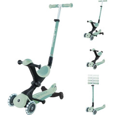 Globber - GO•UP Deluxe Lights ECO 360 - Scalable Scooter with 3 Wheels with Seat and Module 360, for Children from 15 Months to 6 Years, Pistachio Green