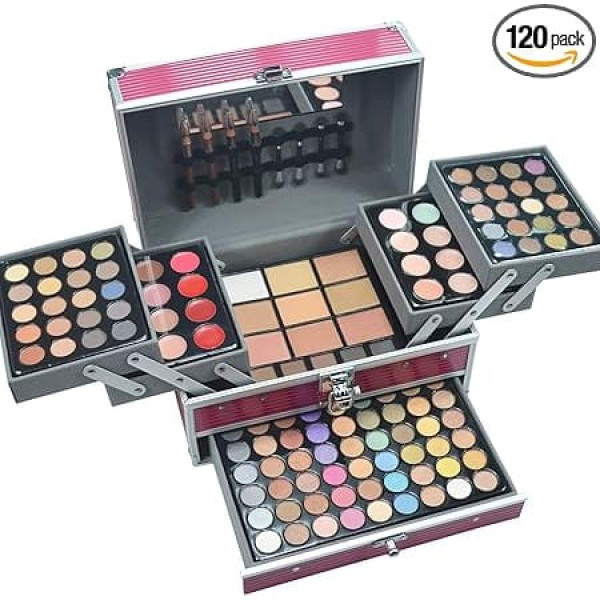 MUUZONING 132 Colours Eyeshadow Concealer Lip Gloss Powder Foundation Powder Blush Makeup Palette Set Sleek Powder Eye Shadow Rich Colours Cosmetics Kit Perfect for Professional and Daily #1 N1