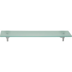 Tesa Luup Glass Shelf (Chrome, Satin Glass, Includes Adhesive Stands, High Hold Up to 12 kg, 70 mm x 550 x 120 mm)