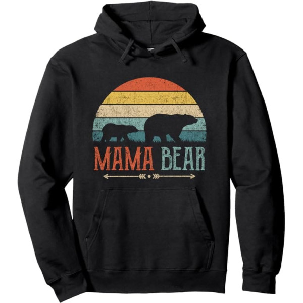 Mum Bear Mother's Day Funny Gift Mother Mum Bear Pullover Hoodie, black, s