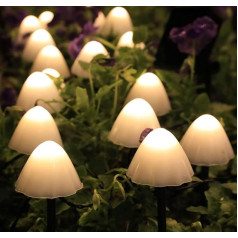ZYTC Super Bright Solar String Light Mushroom Floor Inserted 20 ft 30 LED Lights Swaying Lights Outdoor Waterproof Garden Decorations for Yard Patio Pathway Lawn Gardening (Warm White Light)