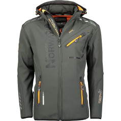 Geographical Norway Rainman Turbo-Dry Men's Softshell Outdoor Jacket with Hood, dark grey