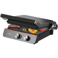 Cecotec Rock'nGrill Blaze Neon Electric Grill - Power 2200 W, Opening up to 180°, Precise Control with Indicator Light, Removable Plates, Large Surface Area 29 x 23 cm