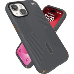 Speck iPhone 15 Case - ClickLock Non-Slip Interlock, Built for MagSafe, Drop Protection Grip - for iPhone 15, iPhone 14, iPhone 13-6.1 inch Phone Case - Presidio2 Grip Charcoal Grey/Cool Bronze/White