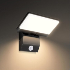 DIKHEE LED Outdoor Wall Light, 36 W, 3000 K, Outdoor Wall Light with Motion Sensor, IP65 Modern Outdoor Wall Light with Swivelling LED Panel for Patio, Entrance, Garden