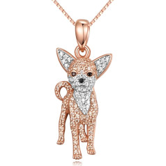 TANGPOET Dog Breed Necklace for Women Girls Silver 925 Zirconia Dog Pendant Chain Puppy Jewellery Gift for Dog Lovers Dog Mum Birthday Christmas Graduation