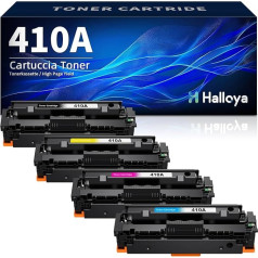 Halloya 410A Compatible Toner Cartridges Replacement for HP CF410A 410X CF410X for Color Laserjet Pro M477fdw M477fnw M477fdn M452nw M377dw M452dn M452dw M477dw M477nw (Pack of 4)