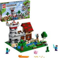 LEGO 21161 Minecraft The Crafting Box 3.0, 2-in-1 Set with Castle or Farm, with Figures: Steve, Alex and Creeper.
