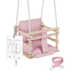 MAMOI Baby Swing, Children's Swing, 3 in 1 Swing for Children + Safety Belt, Toddler Swing, Swing Seat, Baby Swing, Wooden, Indoor Outdoor, 100% Eco, Made in EU