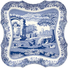 Spode Blue Italian Devonia Tray | Serving Bowl | Porcelain | Flat Serving Bowl for Salad, Pasta and Fruit | Measures 14