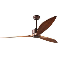 reiga Smart Ceiling Fan 165 cm with DC Motor and Remote Control, 6 Speeds, No Lighting, Compatible with Smart Life App, Brown