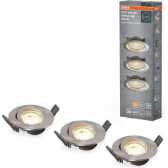 OSRAM Fully Dimmable Aluminium Recessed Spotlight Set with Integrated LED Module and Driver, IP20 Protection, for Indoor Applications such as Suspended Ceilings