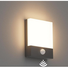 Klighten 24 W LED Outdoor Wall Light with Motion Sensor, Dark Grey Wall Light, Indoor Outdoor Wall Lamp, IP65 Outdoor Lamp Wall with Sensor for Garden, Patio, Entrance, Warm White 3000 K Outdoor Light