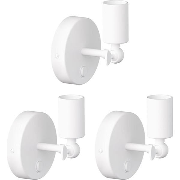 ledscom.de FETRO Wall Light Switch Matte White Round 1x E27 Max. 60 W Pack of 3
