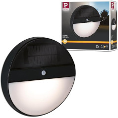 Paulmann Elois 94264 LED Solar Outdoor Wall Light Round Including 1 x 1 Watt IP44 Outdoor Anthracite Solar Plastic Solar Lamp 3000 K
