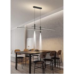 Modern LED Pendant Light Dining Table Pendant Lamp Dimmable with Remote Control Dining Room Pendant Lamp Height Adjustable Chandelier for Office Pendant Light (Black, L 120 cm)