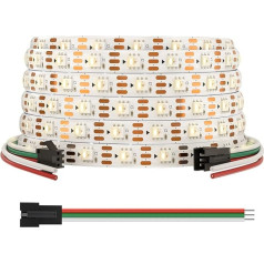 BTF-LIGHTING SK6812 RGBW IC 4-in-1 LED Strip Individually Addressable DC12V 5M 60LEDs/m 5050SMD RGB + Warm White 3000K 4 Colours in 1 White PCB Dream Colour Flexible IP65 for DIY Decoration (Strips