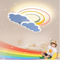 LUCKINHAND LED Children's Ceiling Light Clouds Rainbow Ceiling Light Dimmable with Remote Control Night Light Function Children's Room Bedroom Living Room Boys Girls Bedroom Pink Ceiling Light 35 cm