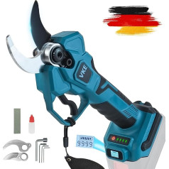 VKE Battery Loppers Max 40 mm Cutting Diameter with LED, 600 W Professional Cordless Electric Pruning Shears Display Compatible with 18 V Battery Secateurs (Battery Not Included)