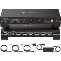 CMSTEDCD USB C KVM Docking Station for Laptop & Desktop 100W PD 4K60Hz HDMI Displayport KVM Switch 2 PC 3 Monitors 16-in-1, 1000Mbps Ethernet, 3 x USB 3.0, USB-C, 65W PD, SD Card Slot