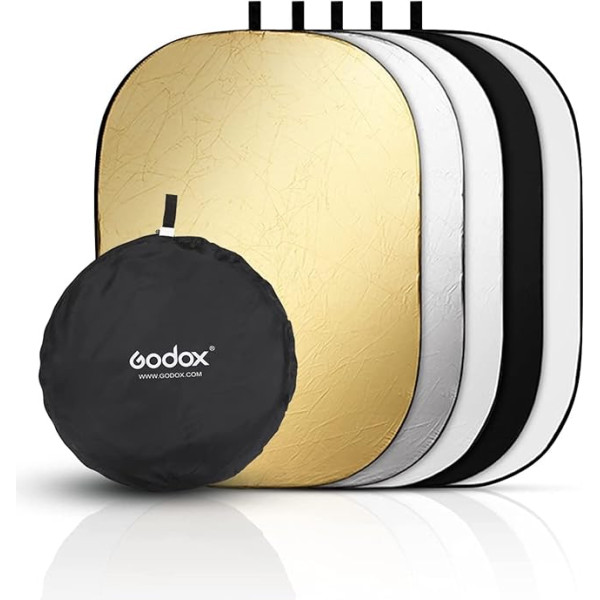 GODOX 5-in-1 Light Reflector Folding Reflectors Photography with Carry Bag, Light Diffuser for Studio (150 x 200 cm)