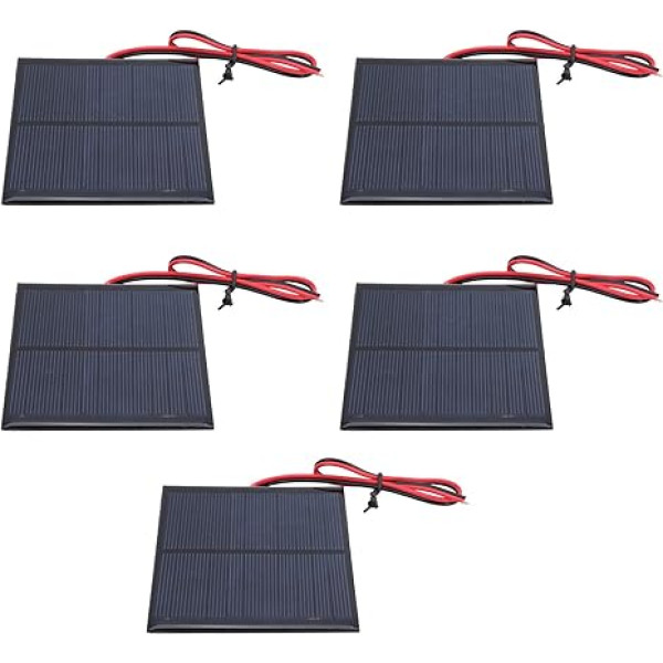 GRCFUMO Mini Solar Panel Power Board Module + 30 cm Red and Black Wire DC5.5 V 160 mA Pack of 5