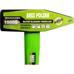 BASS POLSKA Engineer's Hammer Fibreglass Robust Practical Proven Handle Nailwork Assembly Workshop Home Solid Manufacturing 10 Year Warranty Fibreglass Material 1500 g