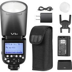 Godox V1C Flash Speedlite, 76Ws 2.4G High-Speed Sync 1/8000s 2600mAh Li-Ion Battery Round Head Speedlight for Canon Camera (V1-C)