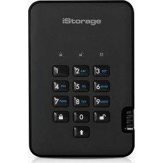 iStorage IS-DA2-256-1000-B 1TB diskAshur2 USB 3.1 secure portable encrypted hard drive - Phantom Black