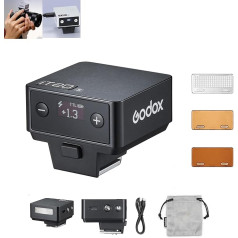 Godox IT20 S IT20S Mini Camera Flash Compatible with Sony Cameras, TTL Godox Flash, 700+ Full Power, 1.5s Recycling Time, USB-C Charging, with Magnetic Diffuser & Filter, Black