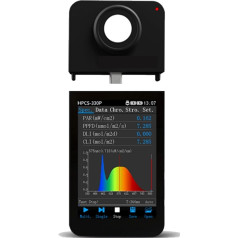 Light Spectrum Meter, Portable Light Spectrometer HPCS310P HPCS330P PPFD Light PAR DLI Meter Flicker Test CCT Meter Ra Tester (HPCS330P with Screen)