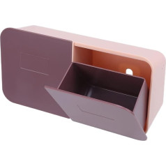 Asixxsix Qtip Holder, Wall Mounted Bathroom Storage Container for Cotton Balls, Swabs, Dental Floss, Flip Cover Dispenser, 2 Compartments Container Makeup Organizer (Pink-Purple)