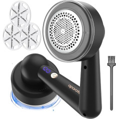 Fusselrasierer Elektrisch, Tragbarer Aufladbar Fusselentferner Kleidung, Wiederaufladbarer Fusselfräse mit 3 Ersatzklingen und Reinigungsbürste für Decke, Kissen, Pullover, Möbel, Teppiche
