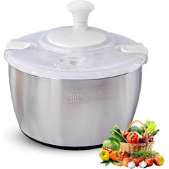 Petyoung Salad Spinner Stainless Steel with Lid, Quick Salad Spinner Large 5 Litres, Salad Spinner with Non-Slip Base, Dishwasher Safe