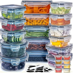 48 Food Storage Containers with Lid, Meal Prep Boxes, Storage Jars Set (24 Containers + 24 Lids), Storage Boxes Kitchen Airtight and Leak-Proof, BPA-Free, Dishwasher, Freezer, Microwave Safe