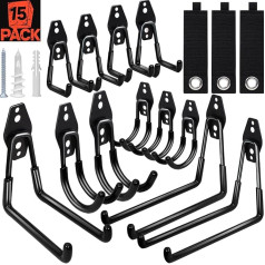 SBGGRL Garage Hooks, Heavy Duty Wall Mounted 40kg Storage Hanger for Bike, Ladder, Ropes and Garden Tools, Durable Steel Metal Wall Hooks, Pre-Drilled Holes and Non-Slip Angle