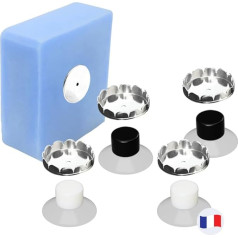 [EHOP] Magnetic Soap Dish with Protector Set | Transparent Suction Cup for Shower, Kitchen, Bathroom | Solid Soap | French Design (4, Transparent)