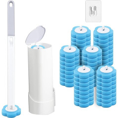 EEEKit Disposable Toilet Brush with Holder - 48 Refill Heads with Sea Fragrance, Toilet Brush Set with Wall Mount, Toilet Brush Disposable, Toilet Cleaning Set with Sponge Head