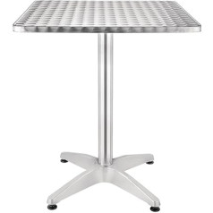 Bolero U427 Square Bistro Table, Stainless Steel, 600 mm x 600 mm-Silver