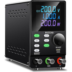 RUZIZAO Laboratory Power Supply 200 V 1 A Laboratory Power Supply Programmable, Adjustable, Regulated Laboratory Power Supply with PC Software, Rotary, Memory Space, Output Switch, Lock Button, USB