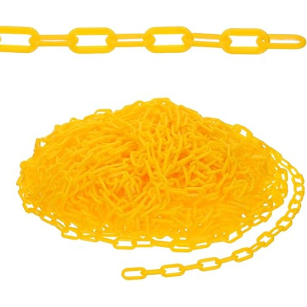 PATIKIL 500ft Kunststoffkettensicherheitsbarriere, Sicherheitskettenglieder für die Absperrung von Menschenmengen für Zauntor Gartenbau Auffahrt Aufzug Parkplatz Warteschlange, Gelb