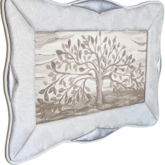 oggettando Picture Tree of Life Silver Frame Swallow in White Faux Leather Furniture Living Room Bedroom Kitchen Office Bar Restaurant Useful, Original and Cheap (120 x 60)