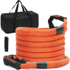 VEVOR 25 mm x 6 m Tow Rope 17237 kg, High Performance Off-Road Tow Strap, Extremely Durable Recovery Strap with 30% Elasticity Energy for Jeep Car Truck ATV UTV SUV Tractor