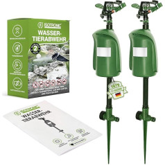 ISOTRONIC Water Jet Animal Repellent, Motion Sensor, Range 10 m, Heron Repellent, Wild Animal Repellent, Cat Deterrent, Pack of 2