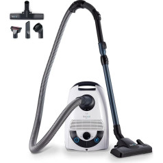 hoogo B3+ with Flip-Flop Floor Nozzle, Vacuum Cleaner with Bag, Strong 850 W Suction Power, HEPA 14 Filter, 11 Metre Radius, Only 74 dB(A), 3 L Capacity