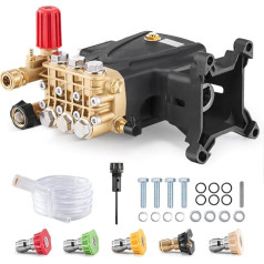 VEVOR Pressure Washer Pump, 1 Inch Shaft Horizontal Triplex Piston, 4000 PSI 4.0 GPM, Replacement Pressure Washer Pump Kit with 5 Nozzles, Replacement Pump Up to 500 Hours Continuous Operation,