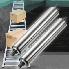 Durable Portable Commercial Roller Conveyors - Set of 2 Stainless Steel Rollers for Woodworking, Factories, Warehouses & Docks, 60mm Diameter, 450mm Length