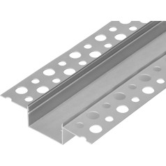 Alumīnija profils 2 LED lentēm, 2000 x 57,89 x 9,8 mm, iebūvēts ģipškartona plāksnē, sudraba krāsā.